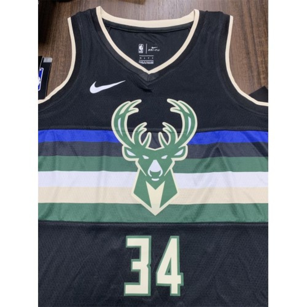 Men's Milwaukee Bucks Giannis Antetokounmpo #34 Black 2020 Swingman Jersey - Statement Edition-Pro Kit Vault | Brand New 26/27 Sports Jerseys